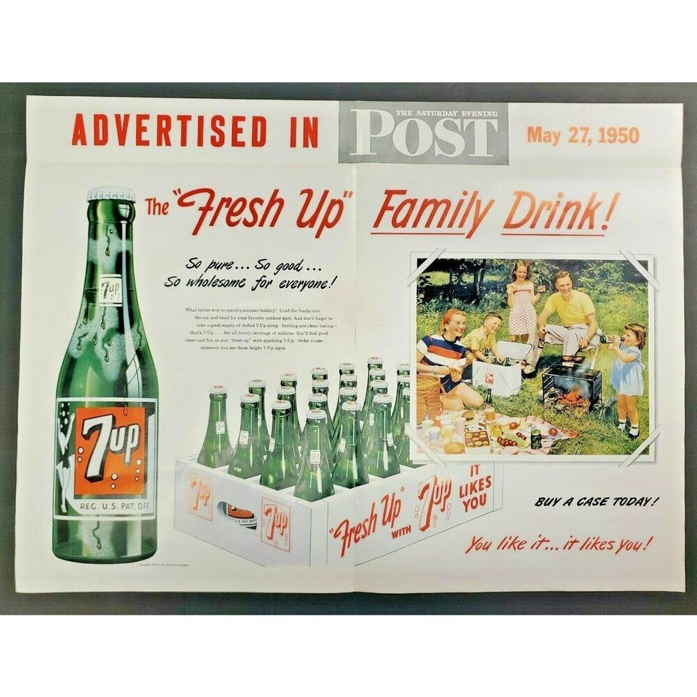 Vintage Rare 1950 7-Up‎ Ad Saturday Evening Post Magazine Advertising WS9E